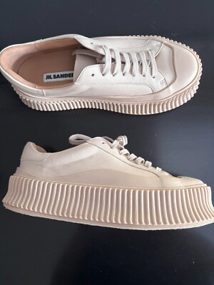 New Jil Sander leather flatform sneakers 37