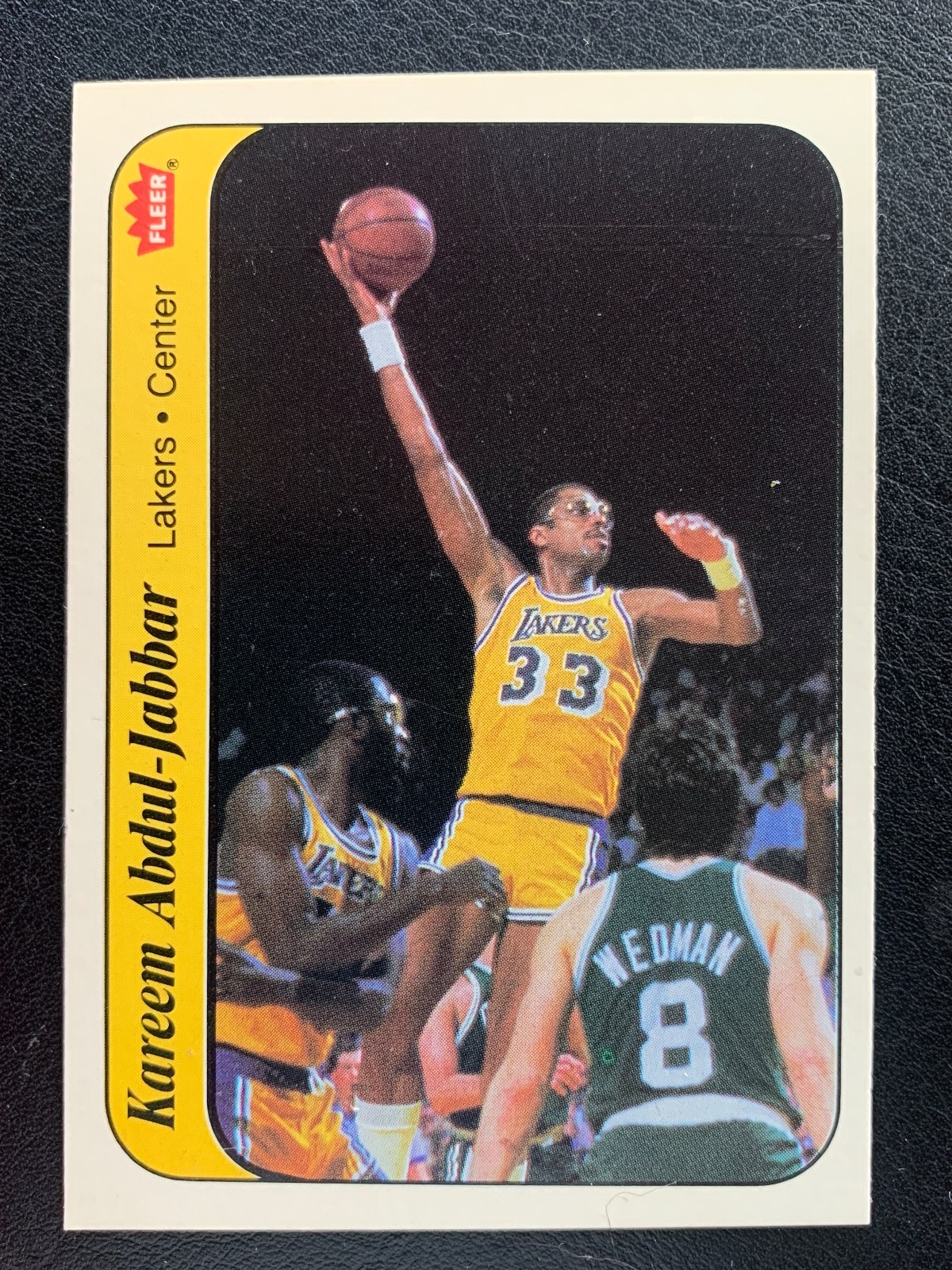 1986 Fleer Basketball Sticker #1 Kareem Abdul-Jabbar #1