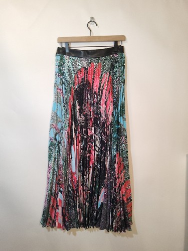 Pre-owned Christopher Kane Womens Mindscape Pleated Calf Print Midi Skirt Size 8 In Pink