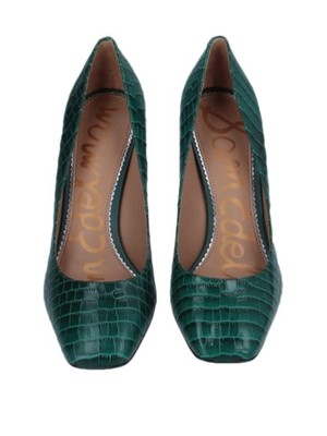 

SAM EDELMAN Женские зеленые туфли-лодочки без шнуровки на шпильке с острым носком цвета крокодиловой кожи, 6 м, Зеленый, E5638YL