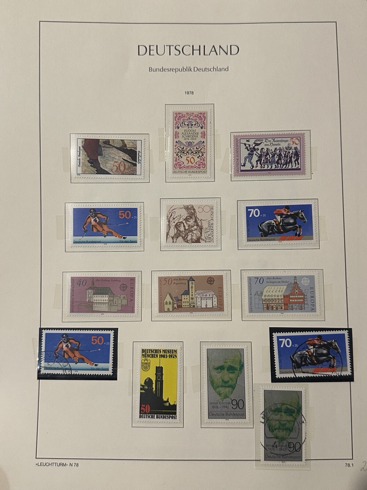 VERY NICE Germany 1978 STAMP MNH, USED MOUNTED ON 5 PAGES