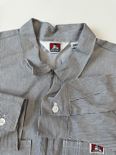 Ben Davis Men 4XL Heavyweight Blue Pin Stripe Long Sleeve 1