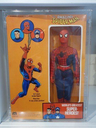 Mego Vintage 12 Inch Spiderman With Acrylic Case, Rare