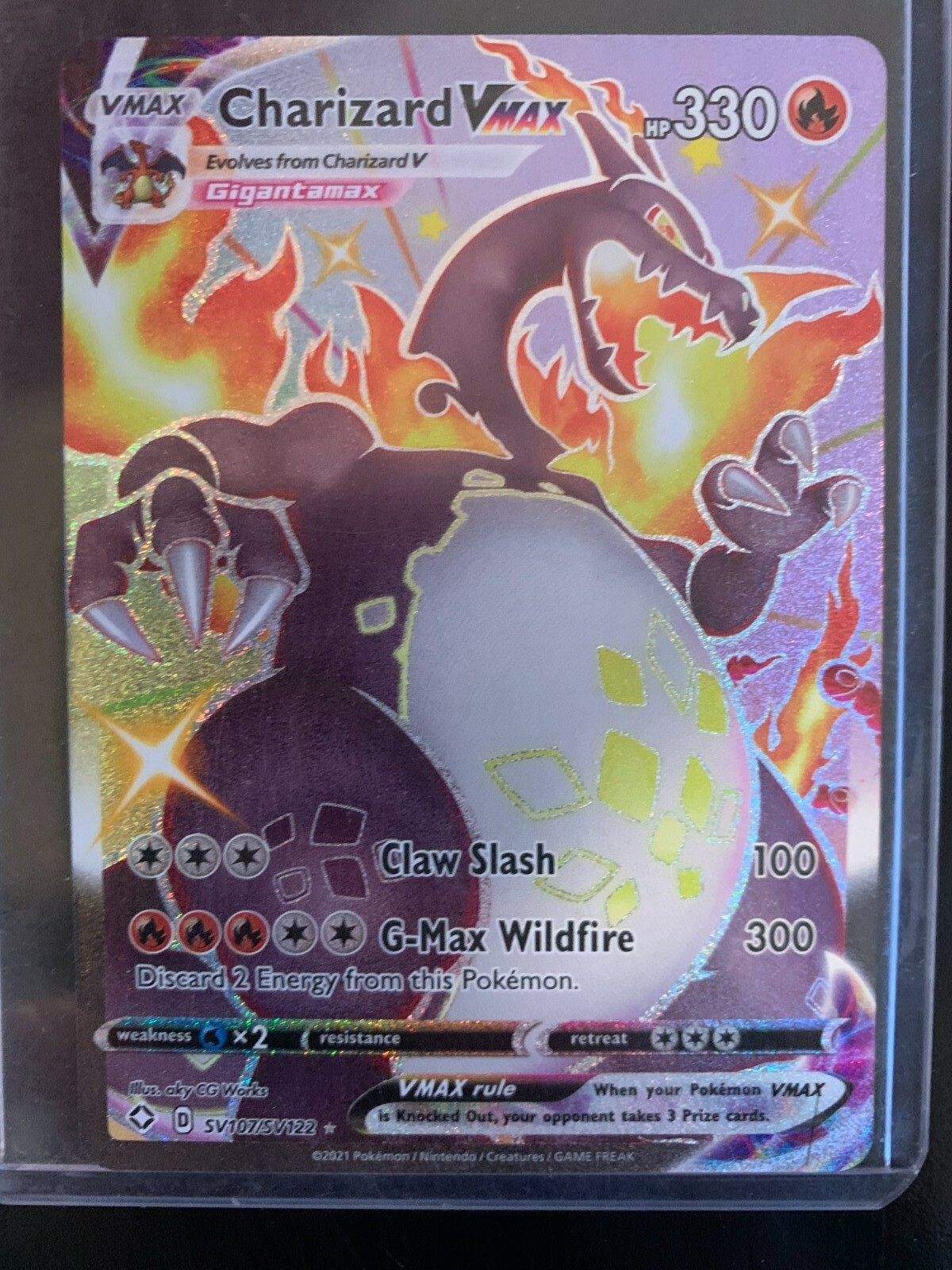 shiny charizard vmax pokemon card SV107 SV122 Case | Shining Fates art depiction of Charizard that makes it a true standout piece 2021 Pokemon Shining Fates Shiny