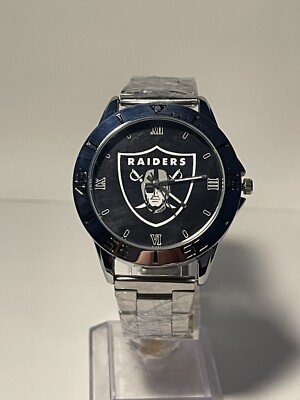 Las Vegas Raiders Football Team Logo Men's Stainless-Steel Silver Watch NEW