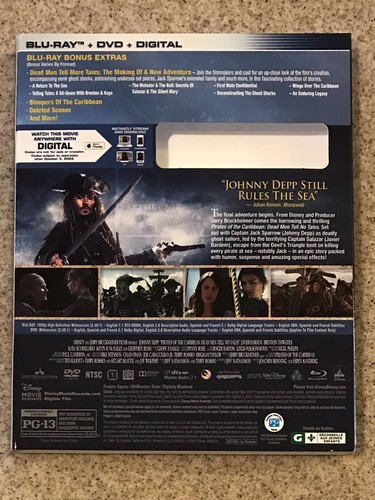 Pirates of the Caribbean (2017)Bluray Slipcover ONLY •NO MOVIE, NO DISCS - READ•
