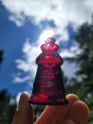 Vintage Deep Ruby Red Miniature Bottle Neat  Red Tiny Bottle 1970's  New Jersey