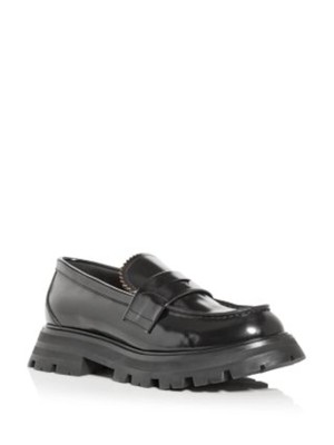 Женские мокасины-лоферы Wander на платформе с ремешком и отделкой от ALEXANDER MCQUEEN черного цвета 38