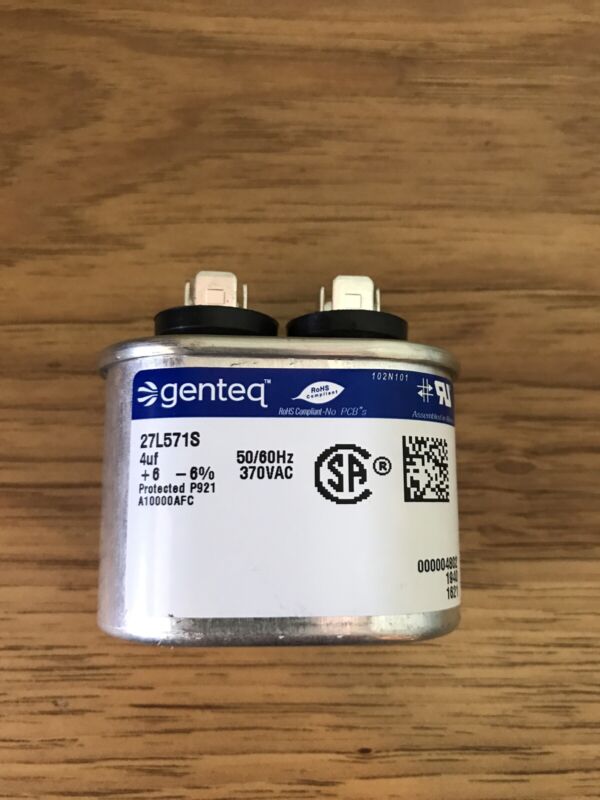 (1) 27L571S Genteq capacitor 4uF 370V Application Motor Run (NEW)