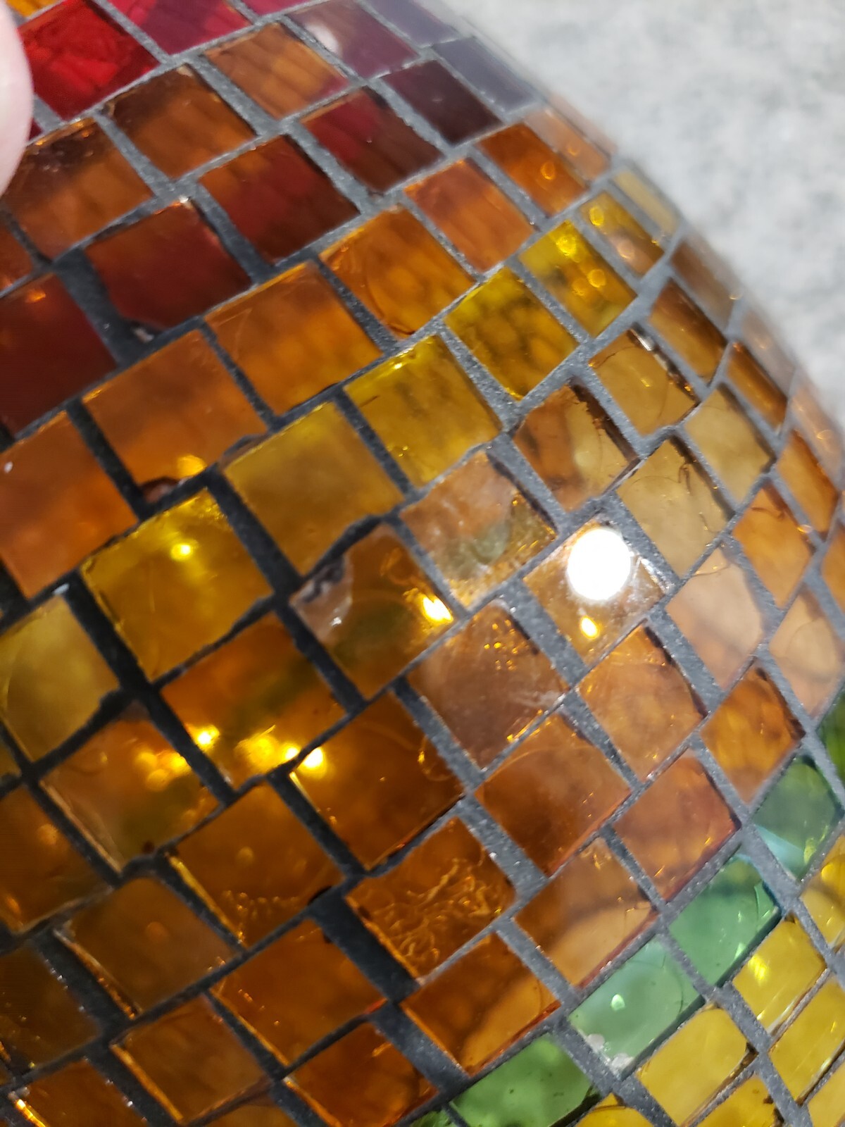 Mosaic Glass Votive Tealight Tea Light Candle Holder Egg Shaped Autumn Colors