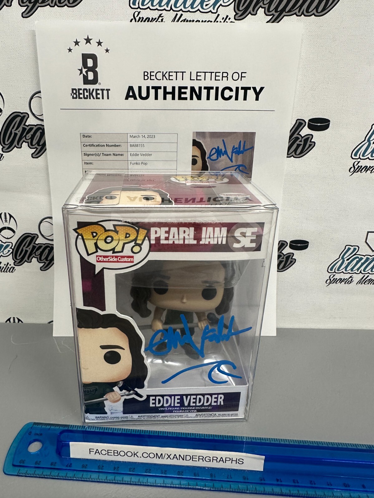 EDDIE VEDDER PEARL JAM CUSTOM WAVE SIGNED AUTOGRAPHED FUNKO