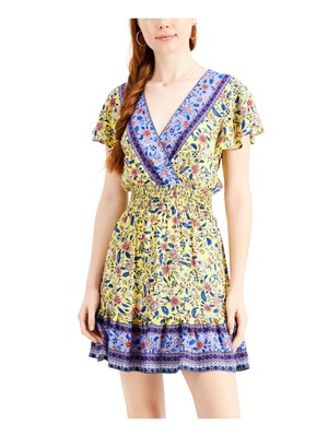 

Женское юниорское платье BEBOP с развевающимися рукавами и вырезом декольте, Желтый