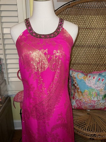 Pre-owned Lilly Pulitzer Franconia Maxi Dress Magenta Paisley Chiffon ? Size 2 ? In Purple