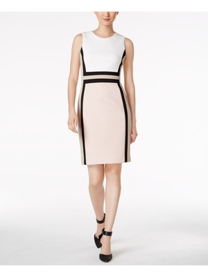 

Женское белое эластичное короткое платье-футляр без рукавов AIDAN MATTOX для работы, Белый