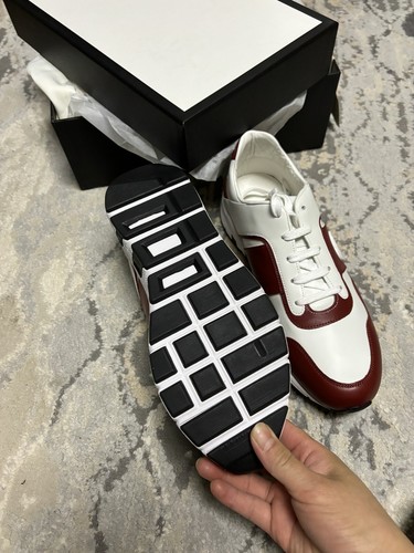 Pre-owned Gucci Women Sneakers Burgundy And White With  Logo Size 35.5 Or 39.5