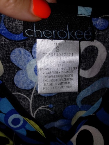 women's scrub top small Cherokee spandex sides