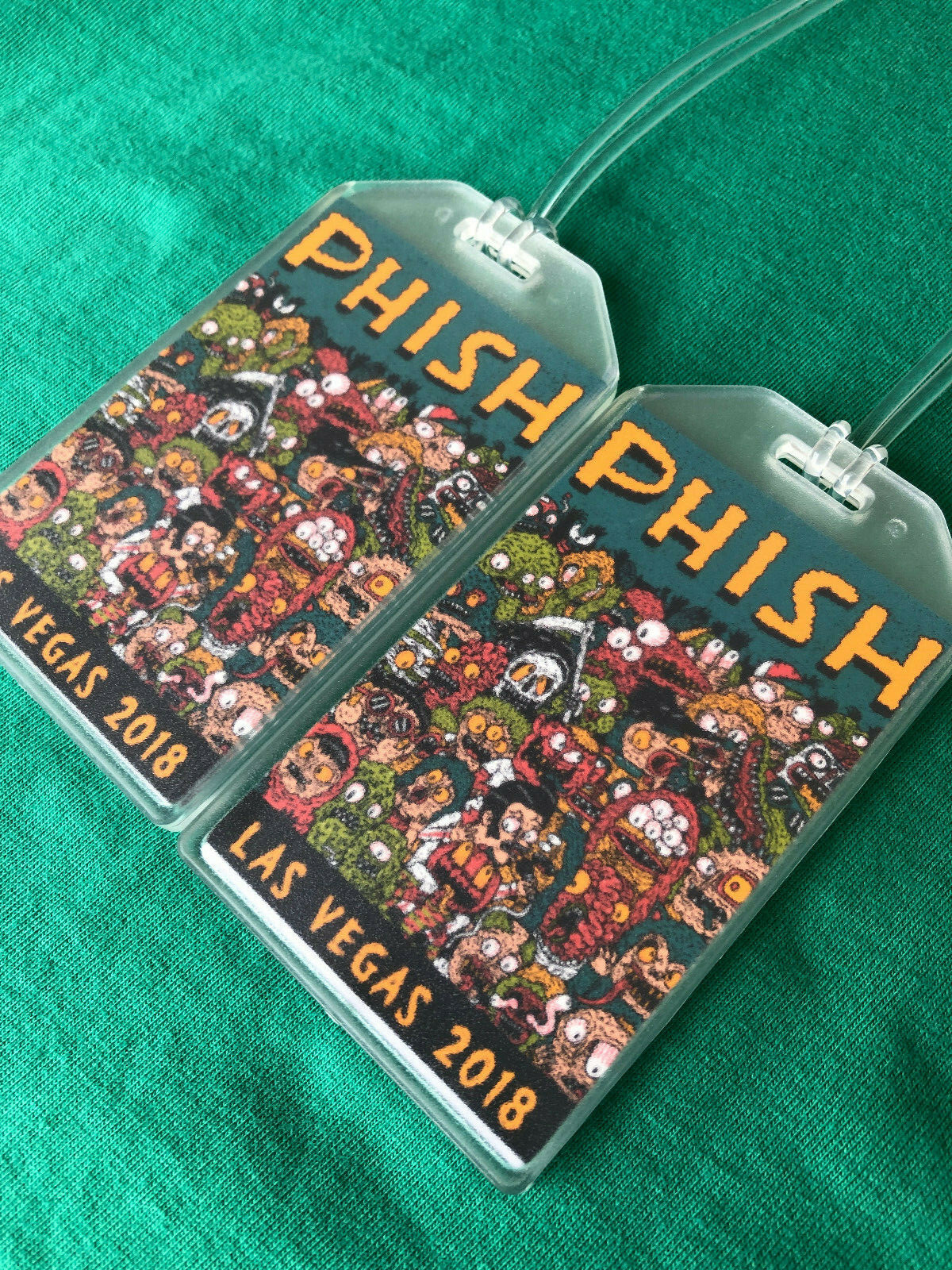 PHISH LIMITED CUSTOM ART LUGGAGE TAGS - SET OF 2 - VEGAS 2018 - BAG NAME TRIP ID