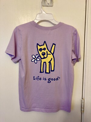  NWOT LIFE IS GOOD Purple Rocket Dog Short Sleeve Crusher T-Shirt Kids L