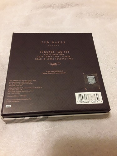 TED BAKER LONDON LUGGAGE TAG SET CADET BLUE GEO NEW