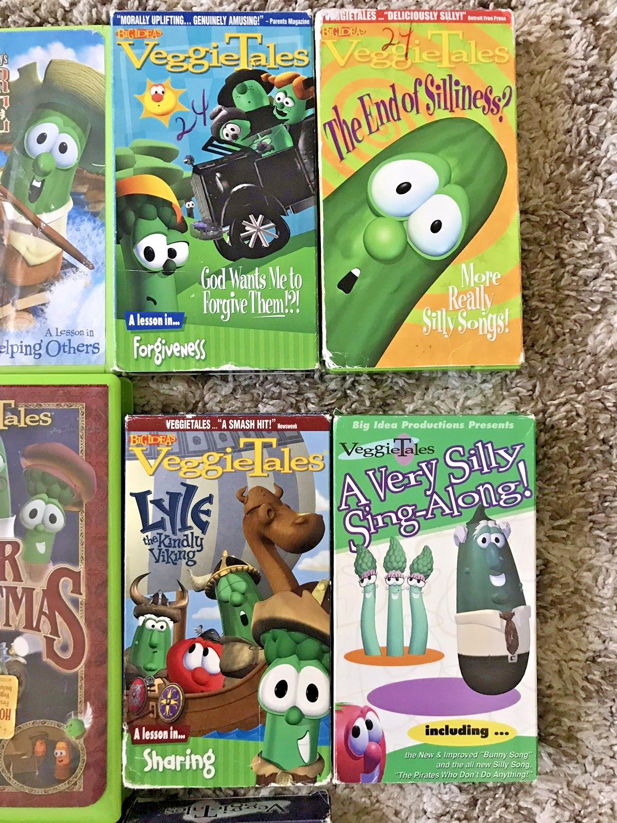 Veggie Tales Lot: 3 DVDs, 11 VHS Tapes Larry the Cucumber, Bob the Tomato! Good!