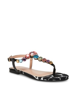 

Женские черные сандалии Jamari с круглым носком и пряжкой BETSEY JOHNSON, украшенные драгоценными камнями, размер 7,5, Черный, JAMA01S5