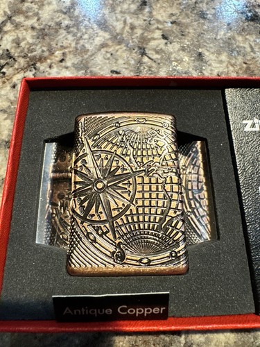 Zippo Armor Windproof Deep Carved World Map Designed Lighter