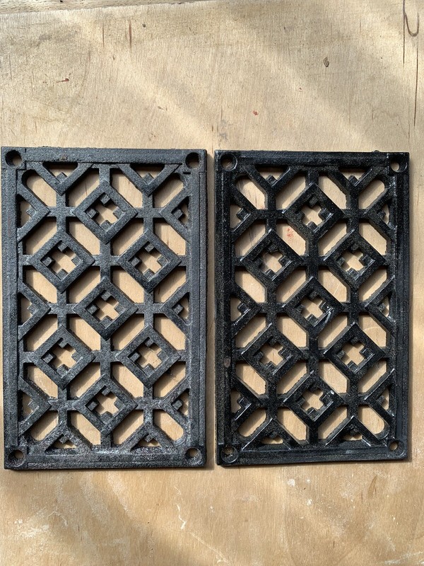 2 Grilles Anciennes En Fonte 16x10 Cm Noir Vintage 