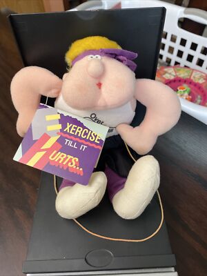 NWT VTG 1986 Hallmark SomeBuddies Over the Hill Plush Doll Lifting Weights 11 