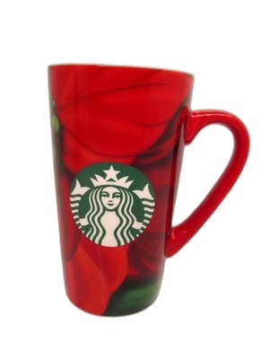 Starbucks Holiday Mug Red Christmas Poinsettia Coffee Latte Cu...