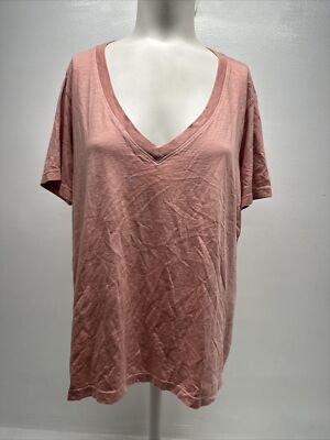 Marine Layer T-Shirt V-Neck Tee Shirt Short Sleeve Classic Dusty Pink New Small
