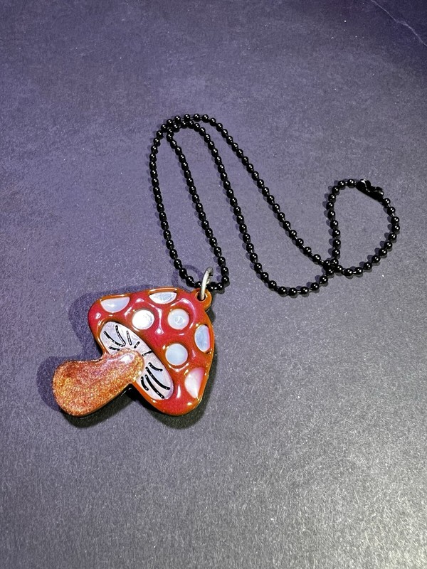 Toadstool Mushroom Epoxy Resin Pendant Necklace