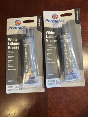 2 Pack Permatex Lithium Grease 80345; White Lithium Grease 1.5 oz. Squeeze Tube