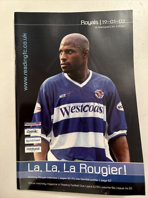 Reading V Blackpool 19/1/02 2002 Match Programme 
