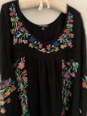 New 30W Roamans Embroidered Peasant Boho Floral Blouse Shirt Top Festival Plus