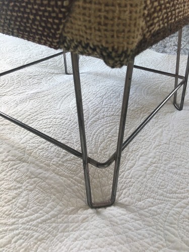 Vintage Footstool With Metal Legs