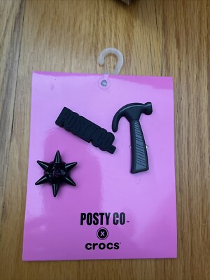 Post Malone X Crocs JIBBITZ CHARMS ONLY POSTY CO BLACK 3-PACK NEW SOLD OUT