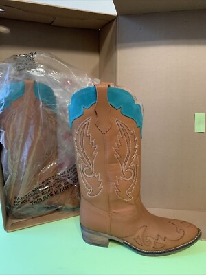 NIB NEW Coconuts by Matisse Cowboy Boots, sz. 9 M BUFFALO BILL Tan  /  turquoise