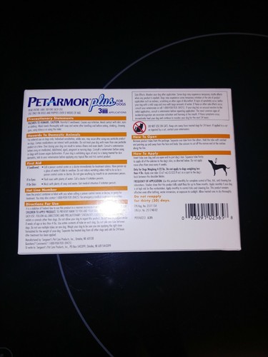 PetArmor Plus Flea & Tick Treatment for Dogs 4-22 lbs - 3 Month Supply NIB!