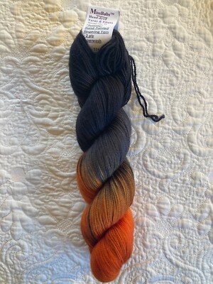 Miss Babs Yummy Hand Dyed Yarn Merino Wool ''Pumpkin Apocolypse'' Black Orange