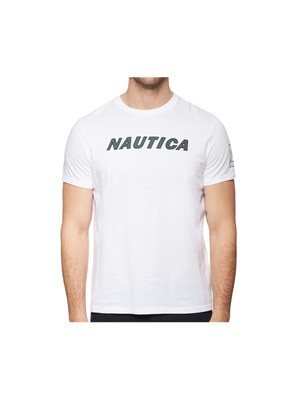 

NAUTICA Мужская белая легкая хлопковая футболка классического кроя с коротким рукавом, Белый, V83501