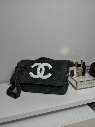 Chanel Precision Terry Cloth Green Crossbody Bag CC LOGO | eBay