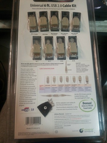 RETRAK_EMERGE ETCABLEKIT6 USB 2.0 Universal Cable Adapter Kit NEW ITEM