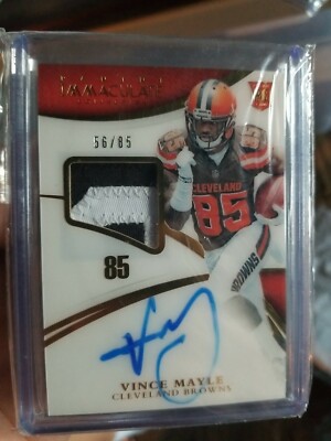 Vince Mayle 2015 Immaculate RC Rookie Card 2 Col Patch/Autograph #133 56/85