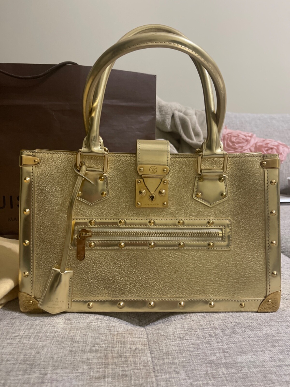 Louis Vuitton GOLD Suhali Leather Le Fabuleux Bag GOAT LEATHER | eBay