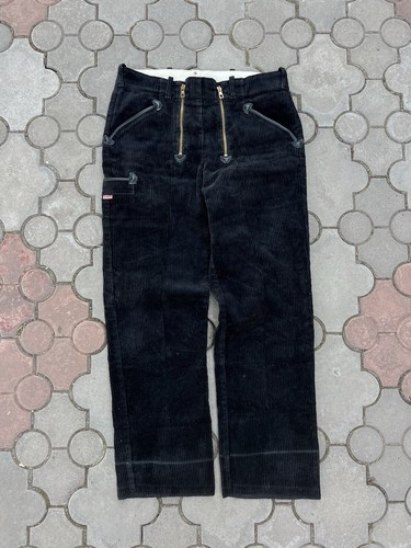 Vintage Japanese Velvet Corduroy Pants Baggy Black Sz 34