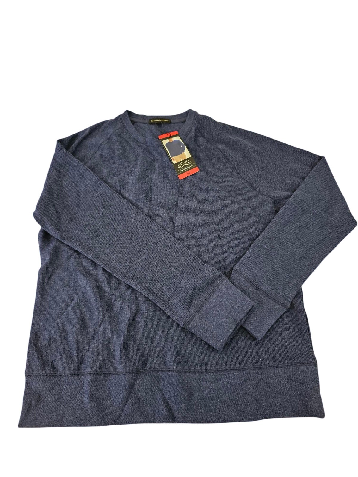 Banana Republic Mens Merino Wool Sweater Crew Neck Pullover Blue MD / MEDIUM