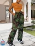 SDNGED Camo Cargo Pants for Women,Womens Drawstring Elastic Waist Cargo Pants with Pocket,Baggy Camouflage Pants for Women