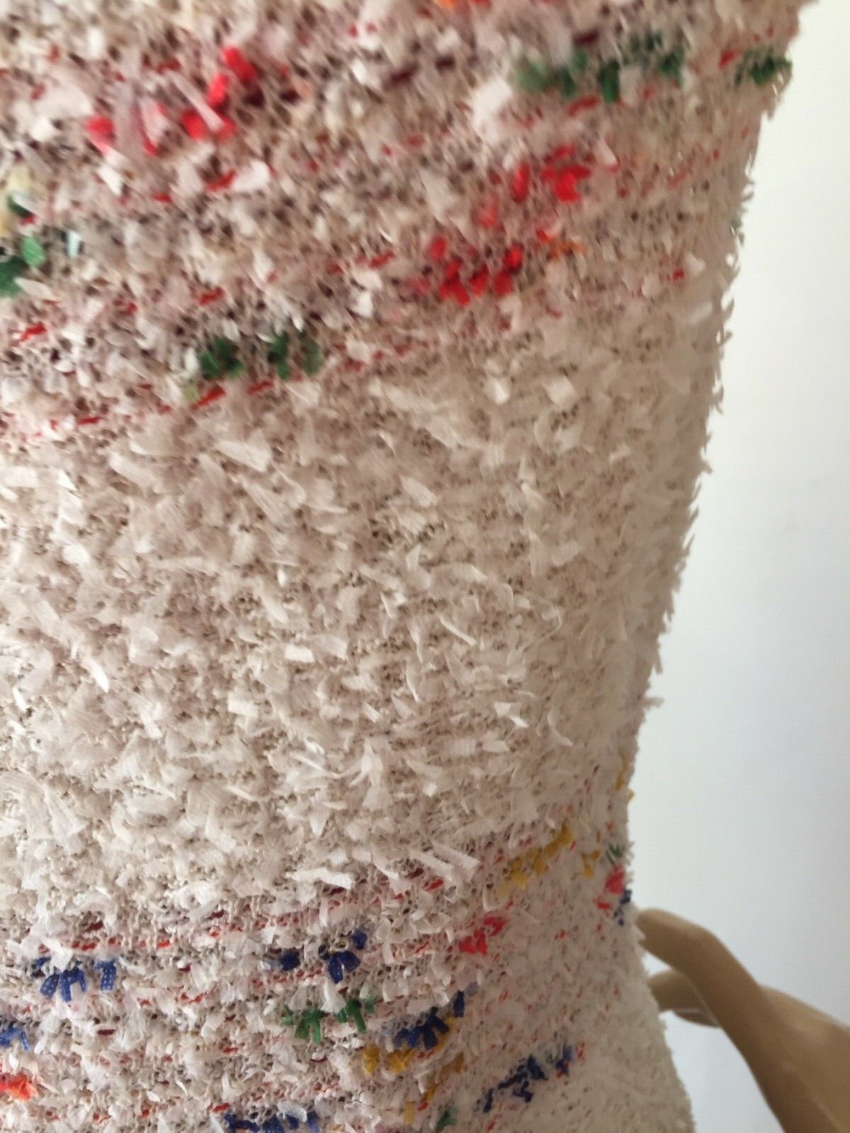 Pre-owned St John Knit Sz 12 Dress Tweed White Cream Multi In Yellow