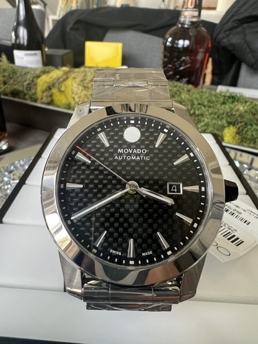 Pre-owned Movado Men's Vizio Automatic Carbon Fiber Dial Stainless 44mm Watch 0607543