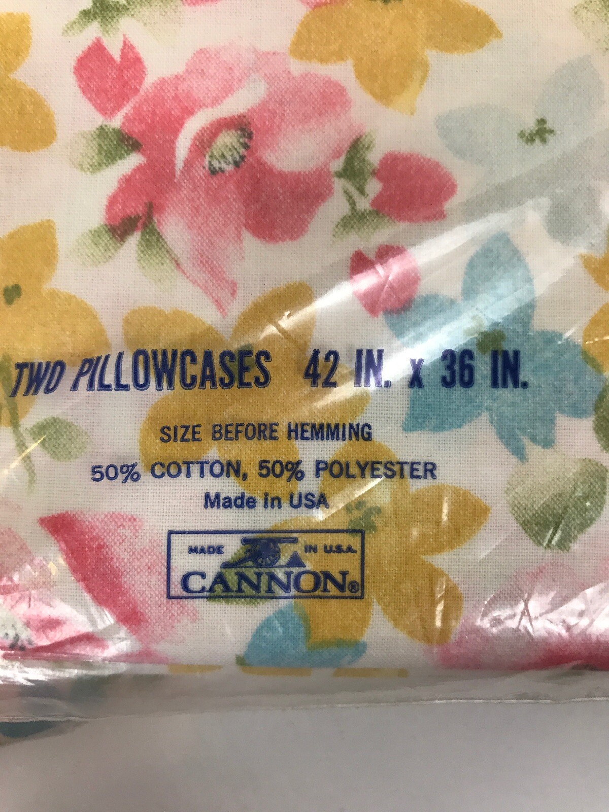 Set Sheets Vintage Full Flat & Pillowcases Floral New Pink Blue Cannon No Iron